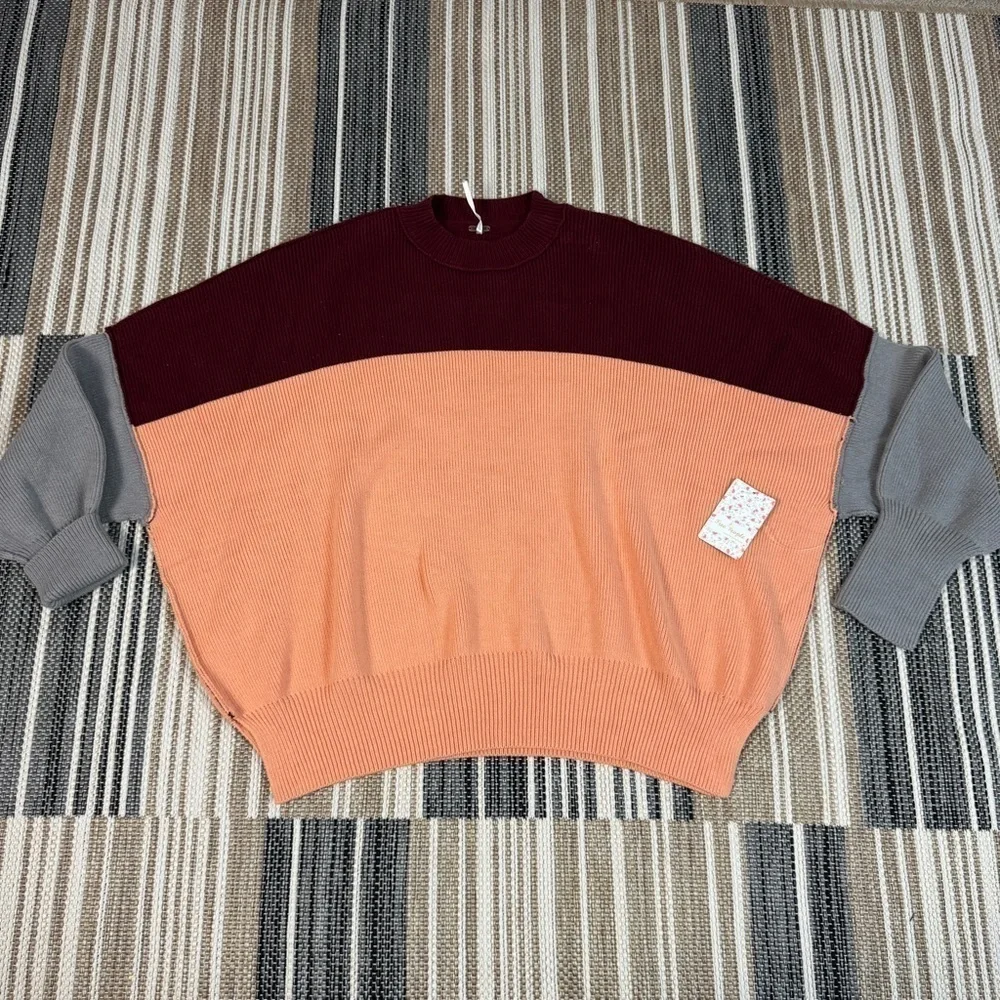Free People Easy Street Color Block Sweater Size Small Women - Picture 2 of 10